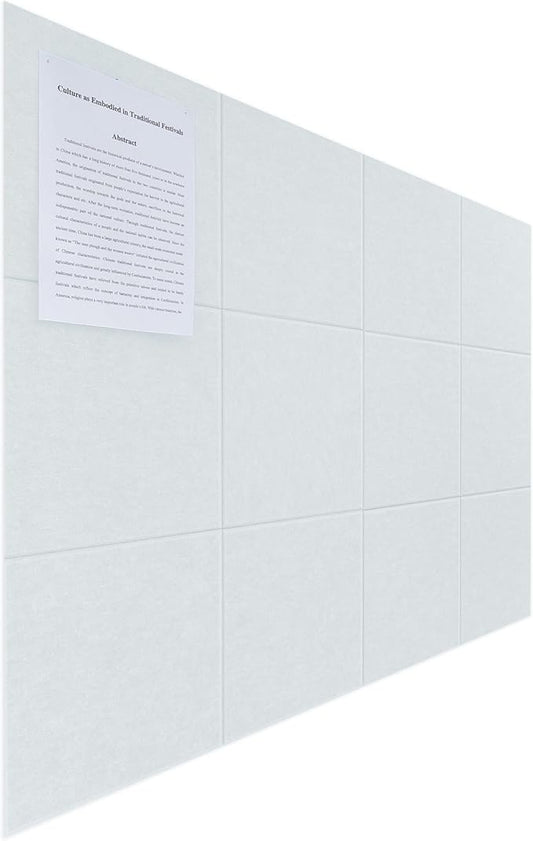 Large Felt Bulletin Board(48" x 36"),Cork Board Alternative,12 Pack Felt Wall Tiles with Safe Removable Adhesive Tabs,Notice Pin Board/Message Board/Vision Board for Office, School & Home