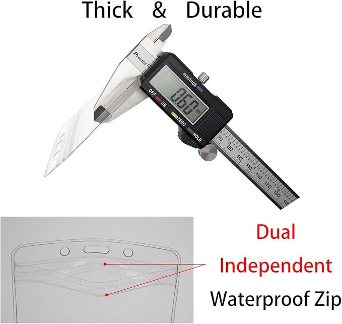 2 Pack Retractable Breakaway Lanyard with ID Badge Holder, Safety Breakaway Buckle, Adjustable Carabiner, Dual Independent Waterproof Zip Card Holder, 2-in-1 Wearing Combination
