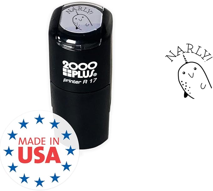 Gnarly Narwhal Stamp / 2000 Plus Self Inking Teacher Cute Animal Reward Stamper / 9/16" Small Black Narwhal Themed Imprint Planner Worksheet Stamp