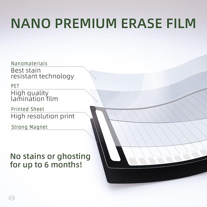 Magnetic Dry Erase Chore Chart & Monthly Planner - 17x12 Chore Chart & Monthly Calendar - 4"x12" List Pad - 6 Extra Fine Point Markers Included - Shipped Flat