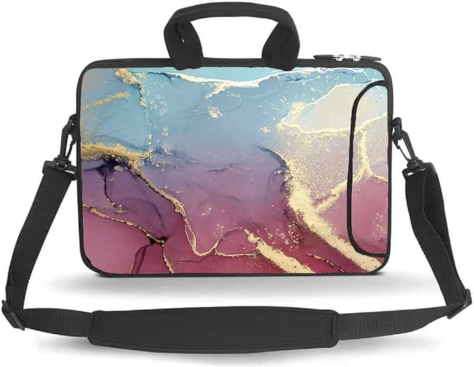 14 15 15.4 15.6 inch Messenger Bag Carrying Case Sleeve with Handle Accessory Pocket Fits 14 to 15-Inch Laptops/Notebook/Ebooks/Kids Tablet/Pad(Colorful Marble)