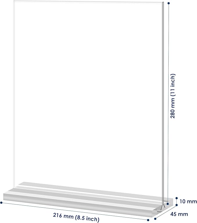 newnewshow Acrylic Sign Holder 8.5x11 Inch 6 Pack Vertical T Shape Double-Sided Desktop Display Holder. (8.5x11 8.5x5.5 5x7 Horizontal and Vertical)