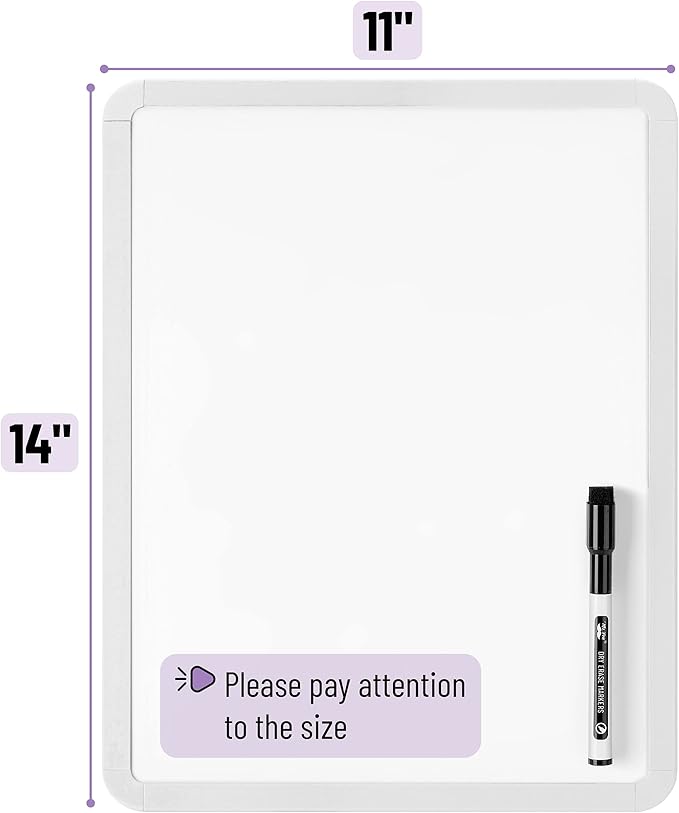Mr. Pen- Dry Erase Board, 14” x 11” with a Black Dry Erase Marker, Small Mini White Board for Kids, Students