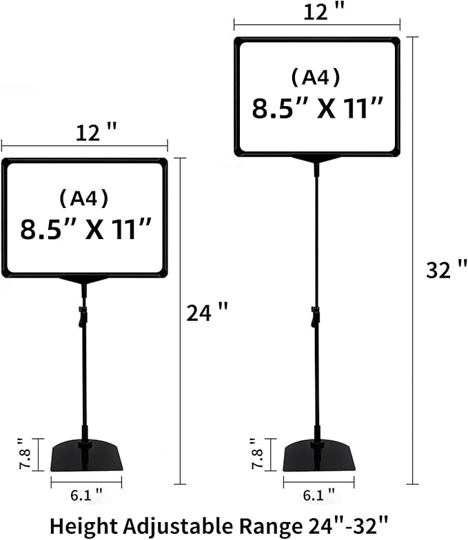 Sign Holder Stand,Sign Stand for Display,Adjustable Sign Holders For Table Top,Table Sign Holders 8.5 x 11,8 Packs,Black