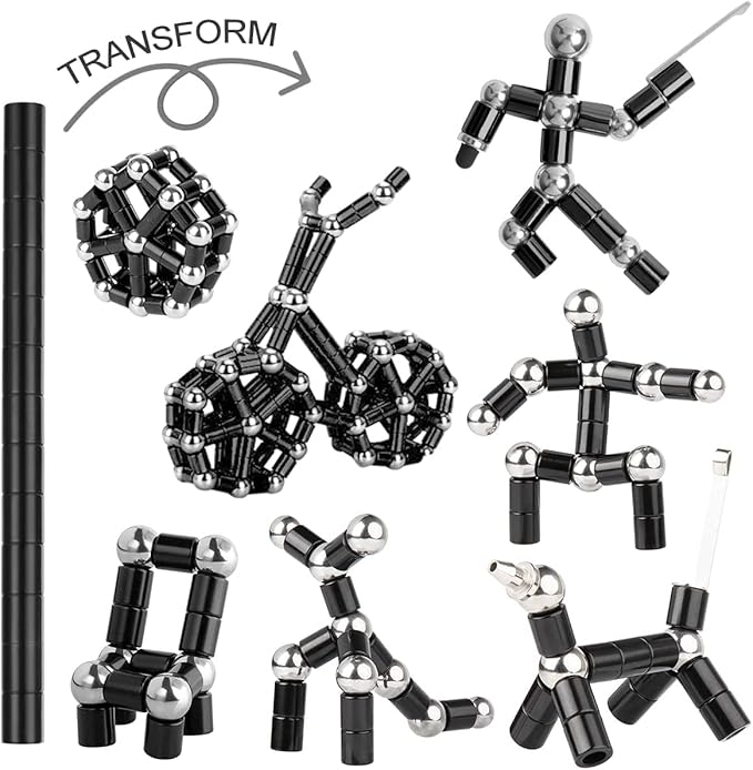 Magnetic Fidget Pen, Magnet Fidgi Pen, Jiki Crush Metric Pen Crinkle, Crushmetric Switch Strato Pens, Multifunctional Deformable Magnet Writing Toy Pen, Best Gift for Friends (Black)