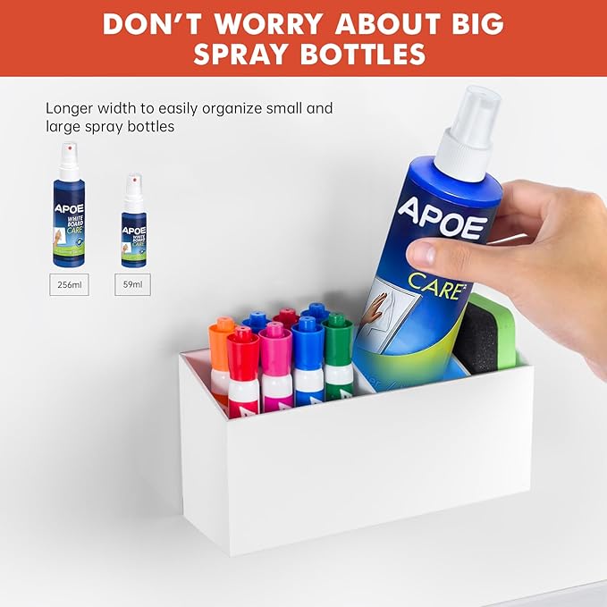 Magnetic Dry Erase Marker Holder, Acrylic Magnet Pen Holder for Whiteboard, Refrigerator, Magnetic Fridge Organizer for Office, Classroom, Whiteboard Maker Holder, Locker Organizer(White)