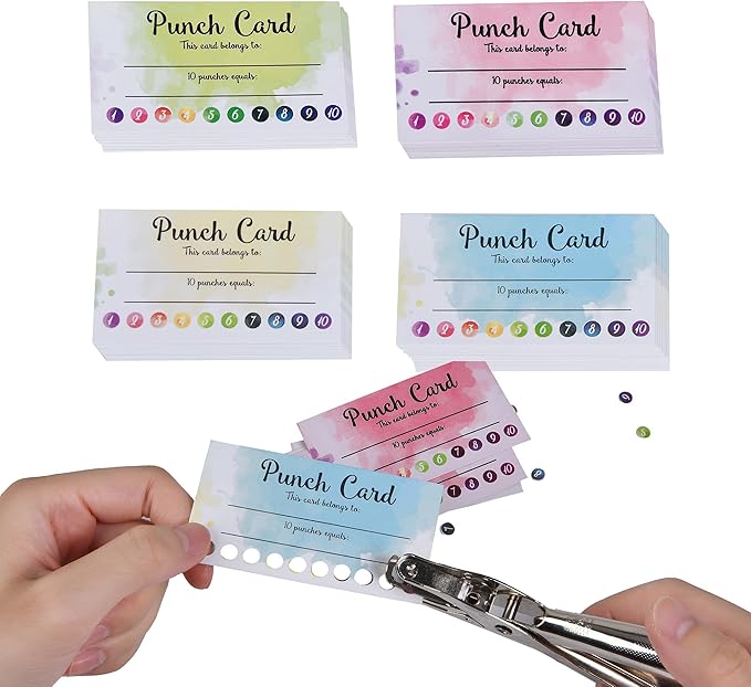 120 PCS Behavior Reward Punch cards for Kids,suit for Classroom Student Awards Loyalty,Reward Customer Business Incentive Loyalty (water color)