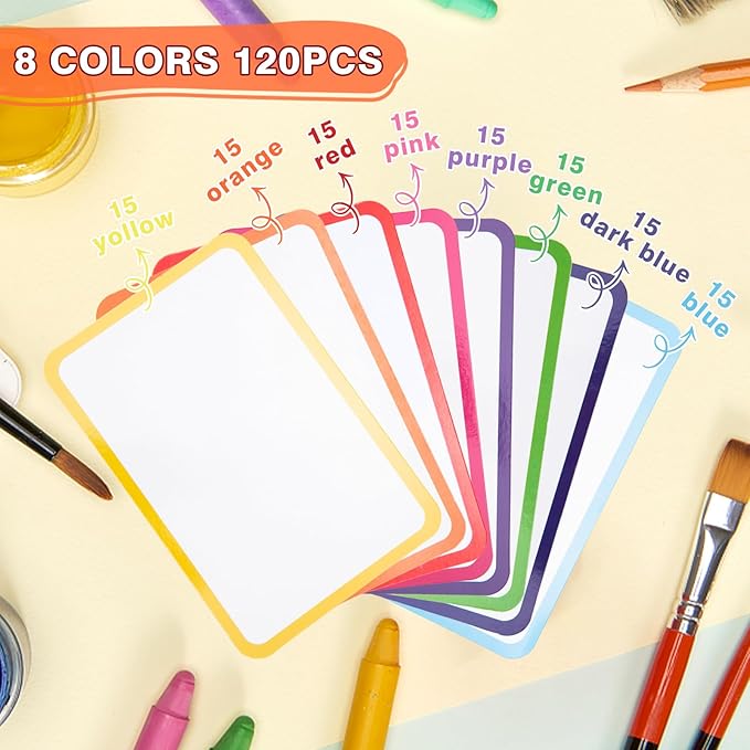 120 Pcs Dry Erase Index Cards Notecards Blank Reusable Flash Cards Sheets Game Cards Study Business Note Cards for School Office Housework Taking To Do List (Multicolor, 4×6 Inch)