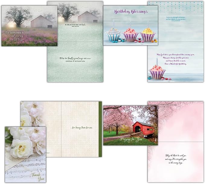 48 All Occasion Religious Greeting Cards Value Pack 1,King James Version Scriptures,Faith Based Greeting Cards,Assorted Designs including Religious Birthday, Thinking of You Cards