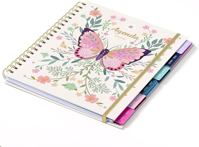 2025 Eccolo Large Spiral Agenda Planner, Hardcover, Weekly & Monthly Pages, 12 Month, Art + Quotes (Extra Large - 9" x 10.5")