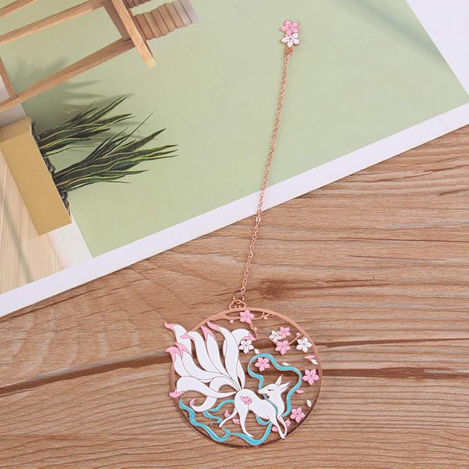 1pcs Metal Bookmark, Beautiful Vintage Bookmarks with Tassels for Women Reader (Nine-Tailed Fox)