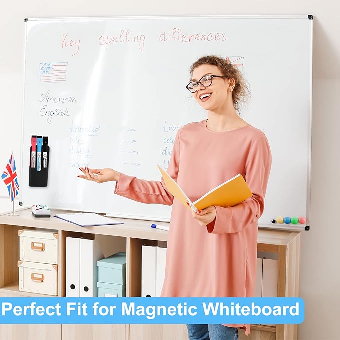 Magnetic Pen Holder,2 Pack Magnetic Dry Erase Marker Holder with Generous Compartments,Strong Magnet Storage Marker Pen Pencil Organizer for Refrigerator,Whiteboard,Locker Accessories