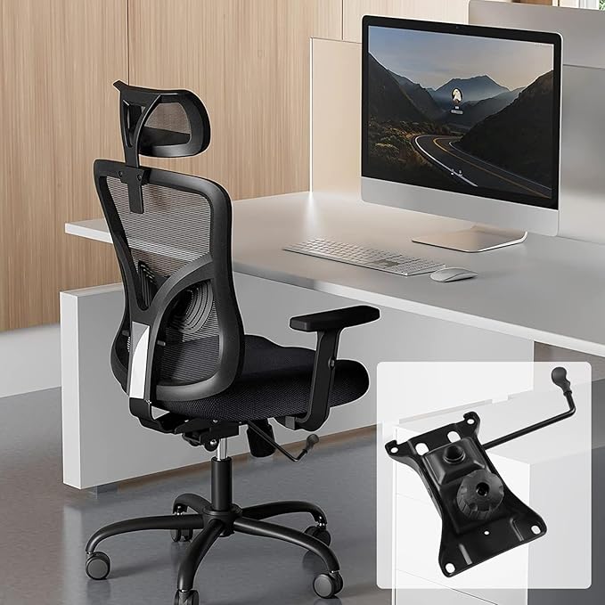 500Lbs Office Chair Replacement Parts, w/ 6'' x 10.2" Mounting Holes Chair Base Heavy Duty Plate Swivel Tilt Control Seat Mechanism for Executive and Gaming Chair