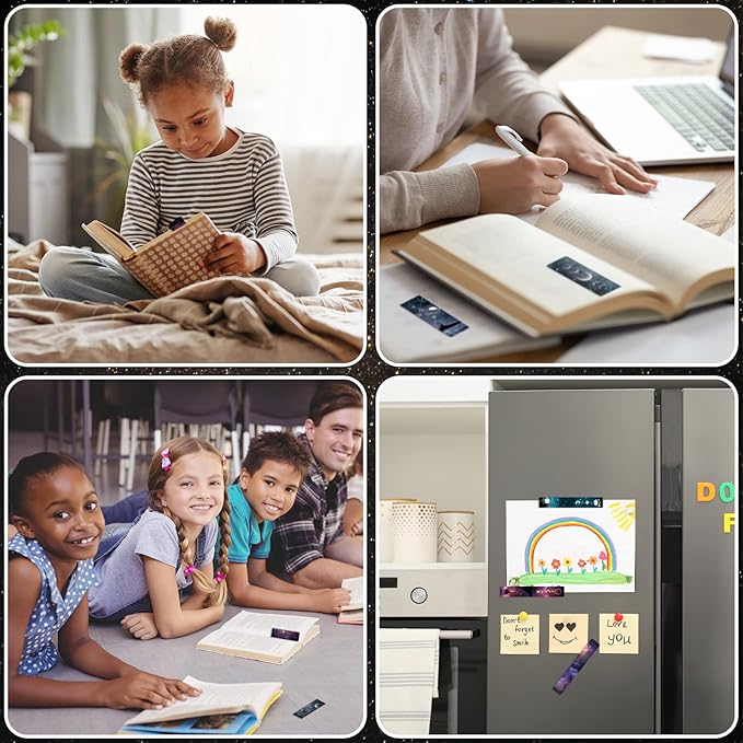 12 PCS Cool Magnetic Bookmarks, Space Starry Night Bookmarks for Book Lovers, Bulk Bookmarks for Women Men, Unique Book Mark for Reading, Students, Classroom Gifts, School Prize, Reading Present