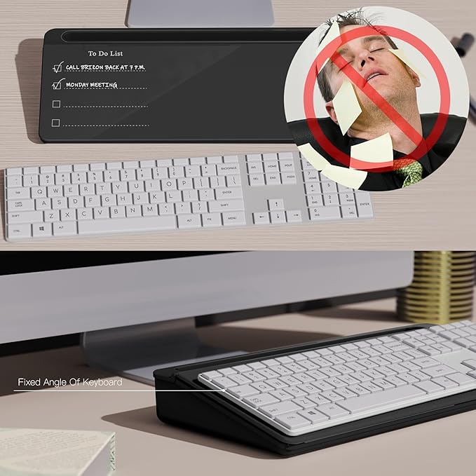 TOWON Black Desktop Whiteboard with todo List Templates, White Board Dry Erase Small for Desk, Glass Reminder Memo Notepad to-do List Dry Erase with Storage, Lined & Free Section, 16x7 Inches