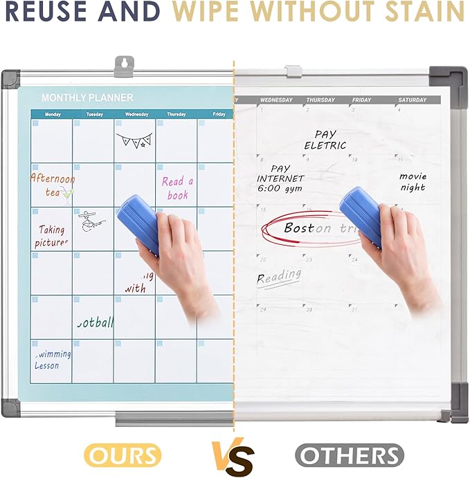 MAKELLO Dry Erase Calendar for Wall, Large White Board Calendar with Next Month for Office, Family, Kitchen and Bedroom, 36x24 inches