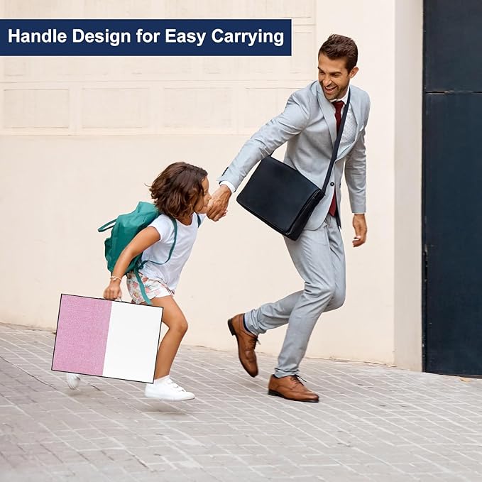 Small White Board Cork-Board Combo - 16 X 12 inches Pink Linen Board & Magnetic Dry Erase Board for Wall, Mini Bulletin Cork Board with Holder for Office, Home and School