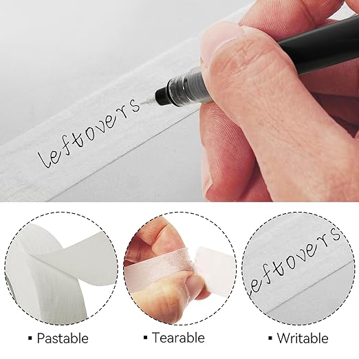 164 Yards Freezer Tape, Writable Surface, Low Temperature Resistance, Easy Tear and Residue-Free Removal, Ideal for Food Containers and Refrigerators, Includes 3 Rolls, Each 0.79 Inch by 54.68 Yards