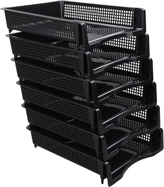 6 Layers Stackable Office Paper Tray, Plastic Stackable Letter Tray