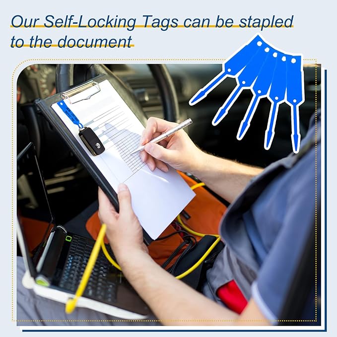 Lewtemi 1000 Pieces Self Lock Arrow ID Key Tags Car Parts Tags Key Ring Repair Labels for Office Automotive Shop Supplies(4 1/2'' X 3/4",Blue)