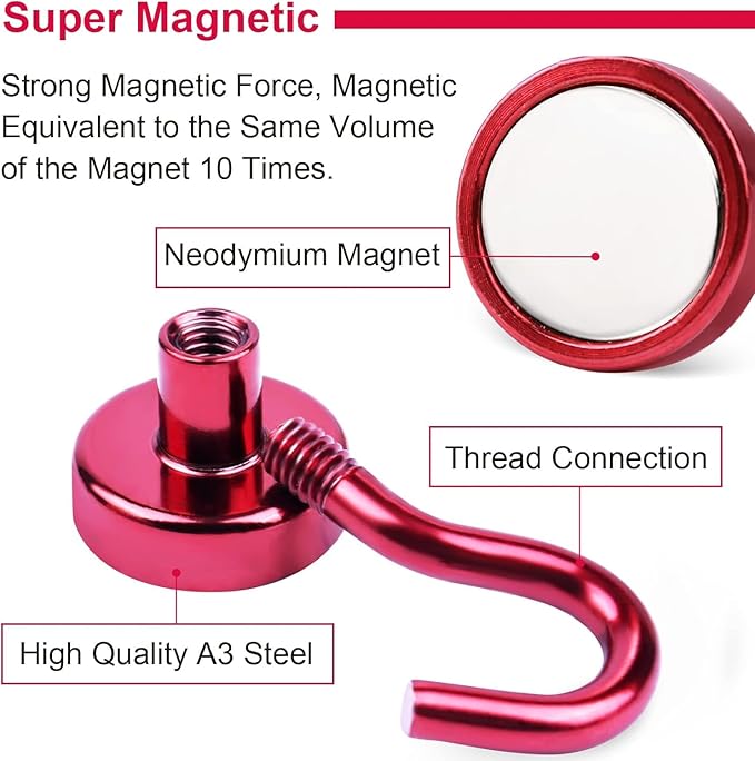 DIYMAG Magnetic Hooks, 30Lbs Strong Heavy Duty Cruise Magnet S-Hooks for Classroom, Fridge, Hanging, Cabins, Grill, Kitchen, Garage, Workplace and Office etc, (20 Pack-Red)