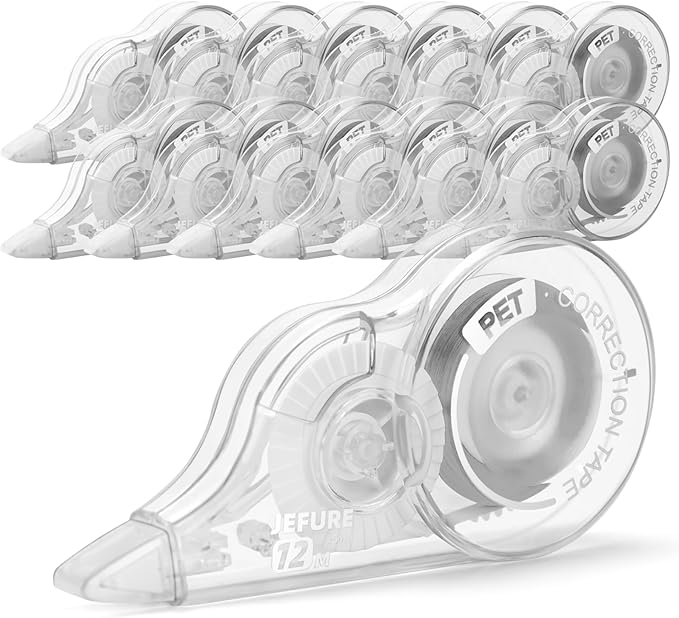 12 Pcs 39.4 Ft Correction Tape, Tear-Resistant Tape Bulk for School, Office, Note Taking, Journal (Tape Width 0.2 in, Clear)