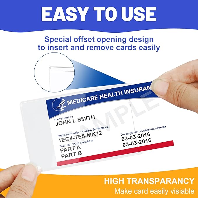 16 PCS Social Security Card Protector Sleeves/New Medicare Card Protector Sleeve/Credit Card Holder,31 Mil Soft Clear Plastic Card Sleeves, Waterproof SSN Card Protector