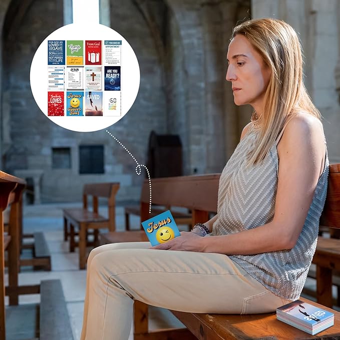 240 Pcs Gospel Tract Card 12 Styles Plan of Salvation Card Pocket Holy Postcard Christian Inspirational Bible Verse Bookmark for Christian Gift Women Men Ministering Tool(Classic)