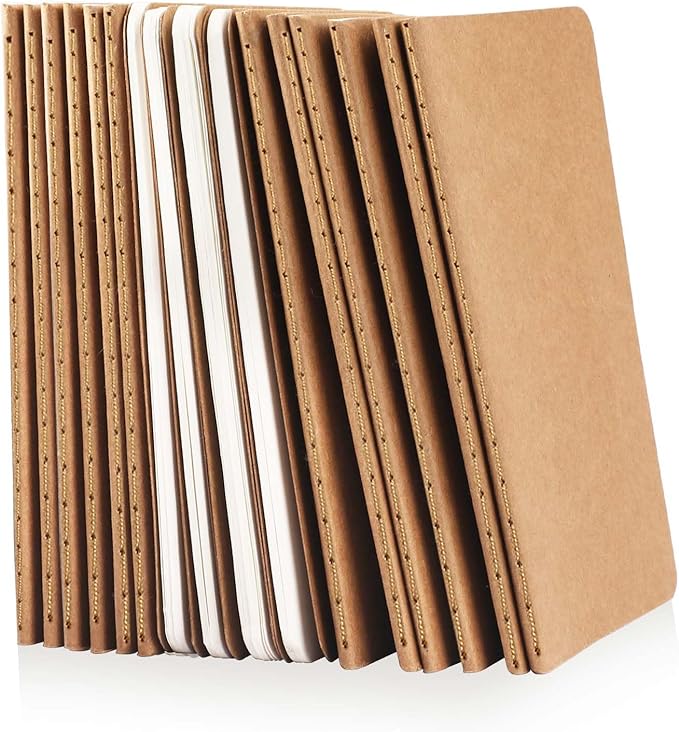 16PCS Mini Notebooks Bulk, 3.5" x 5.5", Brown, 60 Pages Blank Paper Small Pocket Notebook Set, Mini Journal Memo Notepads for Kids, Students, Traveler, School Office Supplies