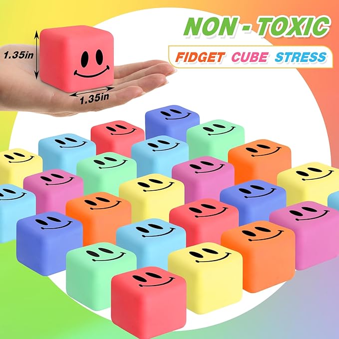 16 Pack Mini Slow Rising Stress Cube, Square Fidget Ice Cube Stress Balls, Stretchy Fidget Toy for Anxiety Stress Relief, Classroom Prize Cube Squishies for Adults Kids Children Teens Party Favors