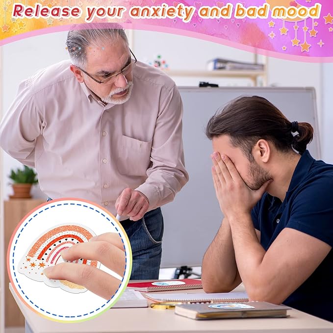 36 Pieces Anxiety Sensory Stickers Cute Fidget Textured Strips Toys Anti Stress Tactile Rough Sensory Calm Textured Strips Adhesives Anxiety Relief for Adults Teens Desk Classroom (Boho Style)