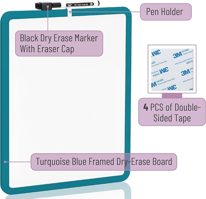 Mr. Pen Dry Erase Board - 14' x 11' with Black Dry Erase Marker, Green Frame, Mini White Board for Kids and Students