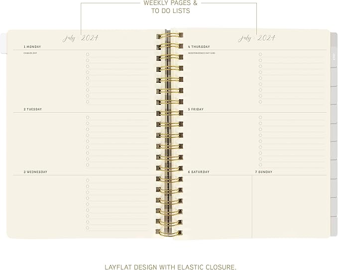 18 Month Hardbound Spiral Planner by Graphique, Jul. 2024 – Dec. 2025 Calendar, Weekly and Monthly Spreads, Page Tabs, Reminder Stickers, 6” x 8”
