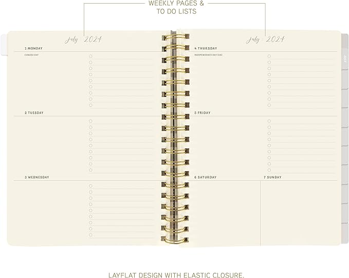 18 Month Hardbound Spiral Planner by Graphique, Jul. 2024 – Dec. 2025 Calendar, Weekly and Monthly Spreads, Page Tabs, Reminder Stickers, 6” x 8”