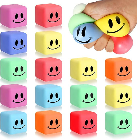 16 Pack Mini Slow Rising Stress Cube, Square Fidget Ice Cube Stress Balls, Stretchy Fidget Toy for Anxiety Stress Relief, Classroom Prize Cube Squishies for Adults Kids Children Teens Party Favors