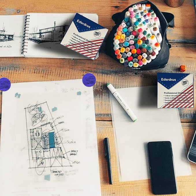 3 Pack Drafting Dots 7/8” Diameter, Low Tack, Easy Removal, Pre-Cut Drafting Tape Dots for Tracing, Drawing, Positioning, Roll of 500 Dots Per Box (White)