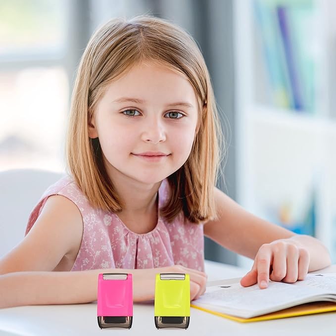 Sherr 2 Handwriting Line Stamp Roller Dashed Handwriting Lines Practice Roller Stamp for Kids, Teachers Kindergarten Education Classroom Back to School Need(2.72 x 2.44 x 1.54 Inch,Green, Pink)