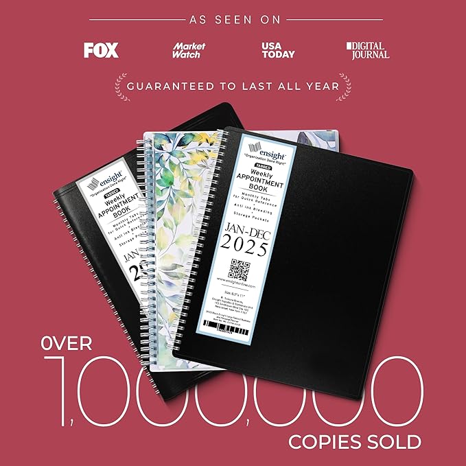 2025 Appointment Book & Planner- Ensight 6.5 x 8.5 inches, Large Tabbed Daily Hourly Weekly Planner, Calendar & Schedule Book 30-Minute time Slots, Business & Personal Planner Jan 2025- Dec 2025- Maroon