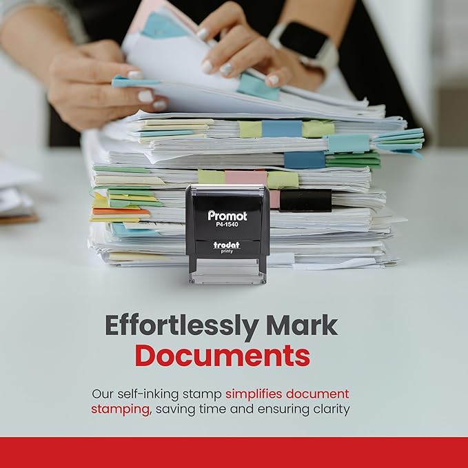 Promot Copy Self Inking Rubber Stamp - Refillable Copy Stamper - Business, Bookkeeping, Ordering, Accounting, Work, Office Stamps - Red Ink