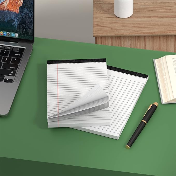12 Pack Note Pads 5 x 8 Inch 80gsm Quality Small Notepad College Ruled Legal Pads, White Lined Double Sided Printing Writing Pads, 30 Sheets/Pad, Perforated Paper for Note-Taking, Grocery List