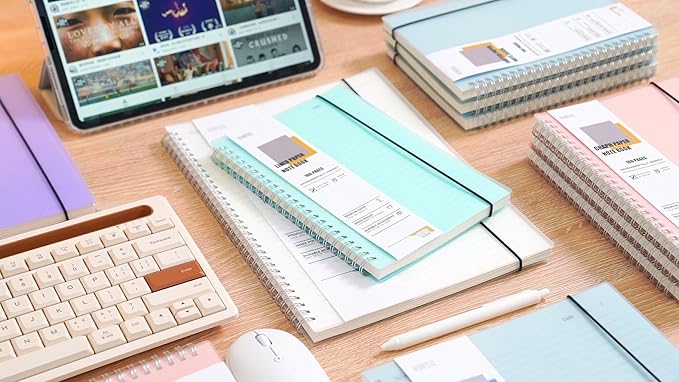 4 Pack Ruled Notebook, 5.9 x 8.3 Inches Spiral Notebooks for Work, School and Journal with 110 GSM Journal Ruled Paper, Large Notebook with 80 Sheets/160 Pages, Hardcover Ruled Journal Black