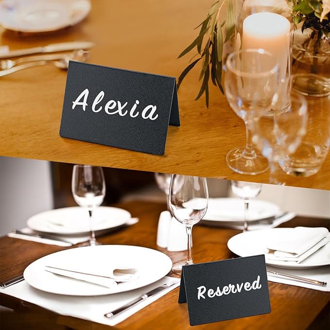 BOOMIBOO 20 Pack 4"x3"Mini Chalkboard Signs, Reusable and Reserved Table Signs, Easy to Write and Wipe Out, Food Labels for Parties - Buffets - Birthdays -Bakery-Table Numbers-Weddings