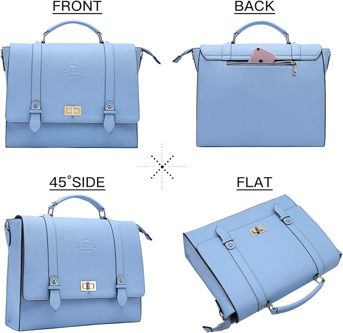 15.6-Inch Laptop-Briefcase-for-Women,Work-Bags Unique Laptop Messenger Bag Satchel-Bag Laptop-Computer Bag with Professional Padded Compartment for Tablet Notebook Ultrabook-Baby Blue Jay
