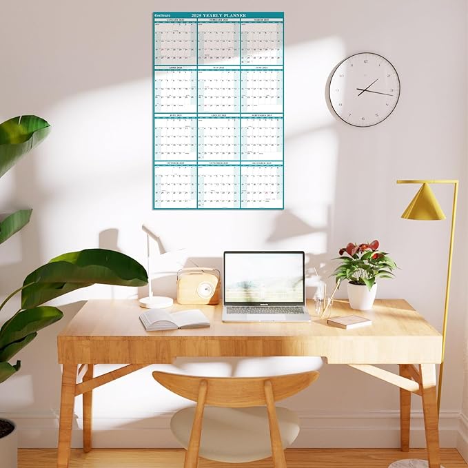 24" x 36" Exellewis 2025 Wall Calendar Erasable, Wet & Dry Erase Large Laminated Annual Yearly Planner - 12 Month Horizontal Vertical Calendar January to December for Easy Planning, Organizing
