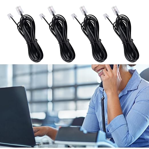 3.3FT - 4Pack Phone Jack to Ethernet Cable Adapter 3.3FT, RJ45 8P4C Male to RJ11 6P4C Male for Landline Telephone Service for Extending, Connecting for Fax or Answering Machine