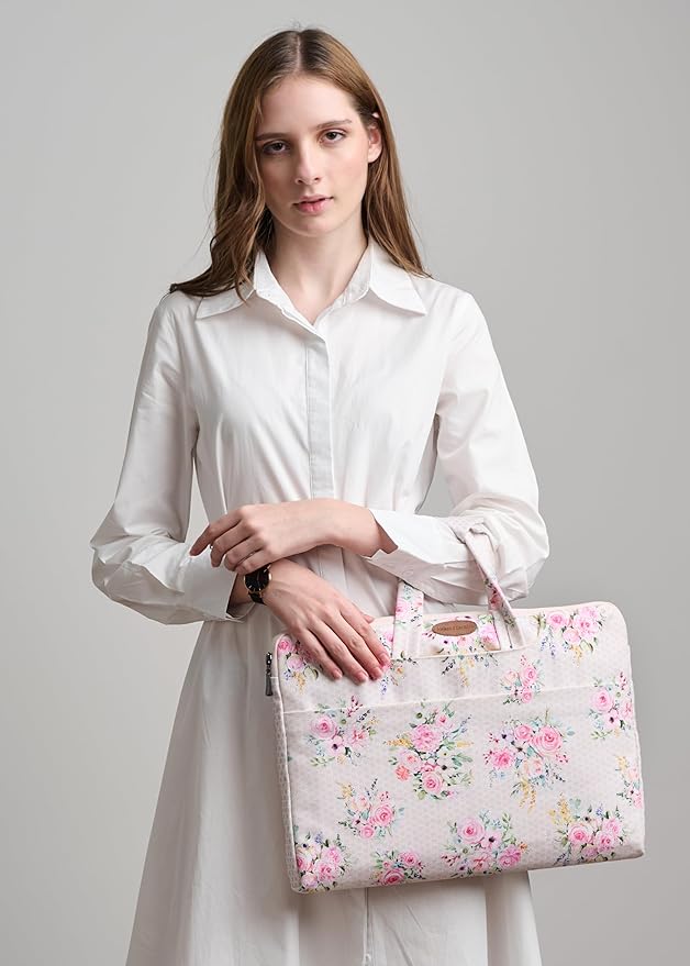 Maison d'Hermine Laptop Bag upto 13.5 inch Stain and water repellent Cotton canvas - Sweetrose Lavender