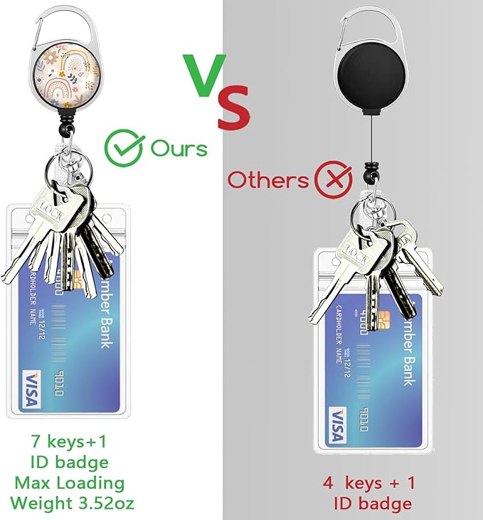 Lanyards for Id Badges, Boho Flowers Rainbows Badge Holder with Retractable Reel Belt Clip, Cute Work Name Tag Lanyard Vertical ID Card Protector Case for Women Nurse Doctor Teacher Student