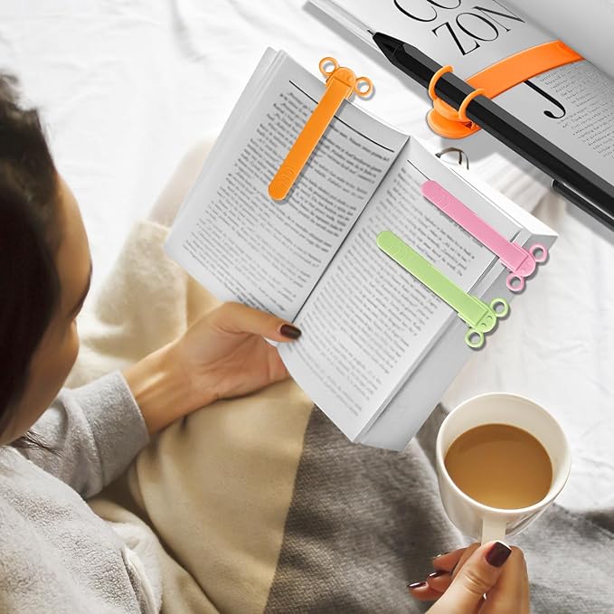 3pcs Page Bookmarks for Reading, Automatic Book Marks Tailored for Book Enthusiasts, Unique and Cute Book Page Holder Markers Clip Reading Accessories Gifts(Green Pink Orange)