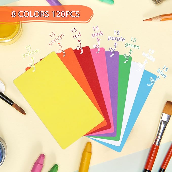 120 Pcs Dry Erase Index Cards Notecards Blank Reusable Flash Cards Sheets Game Cards Study Business Note Cards for School Office Housework Taking To Do List (Rainbow, 4×6 Inch)