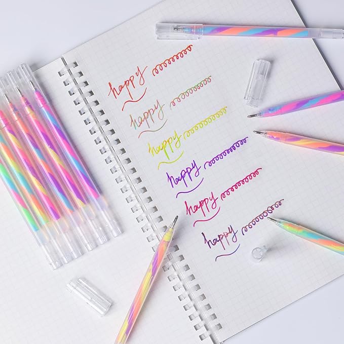 12 Pack Mixing of 3 Colors Rainbow Gel Pens Color Changing Ballpoint Pen Pastel Pens Set for Adults Coloring Books Drawing Doodling Scrapbooking Notes